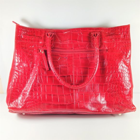 Michael Rome Designs Red Croco Embossed Handbag - Picture 4 of 12